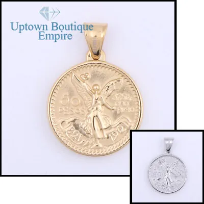 Vintage 50 Peso Mexican Coin Men's Stainless Steel Gold Plated Pendant*AII • $13.49