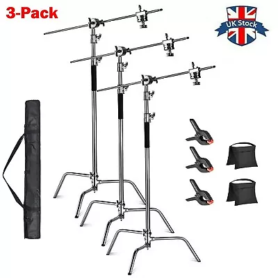 3x Professional Heavy Duty Studio C-Stand With Gobo Arm Grip Heads Century Stand • £235