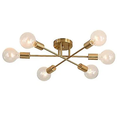 Sputnik Chandelier Gold 6 Light Adjustable Mid Century Light Fixtures Ceiling... • $56.64