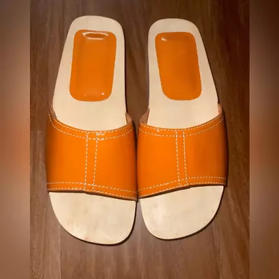 J Jill Women’s Orange Wooden Clog Slides Sandals Size 10M • $25