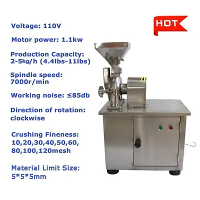 110V Hammer Universal Mill Pulverizer Chemical Grain Medcine Grinder Machine • $1292.28