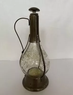 VTG Glass And Brass Wine Decanter Bottle NO Music Box Japan Made 11 1/2  T MCM • $14.99
