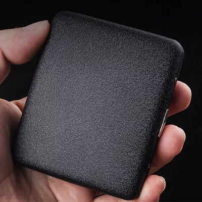 Sand Black Metal Cigarette Case Box Holder For 20 Regular Cigarettes USA Stock • $14.99