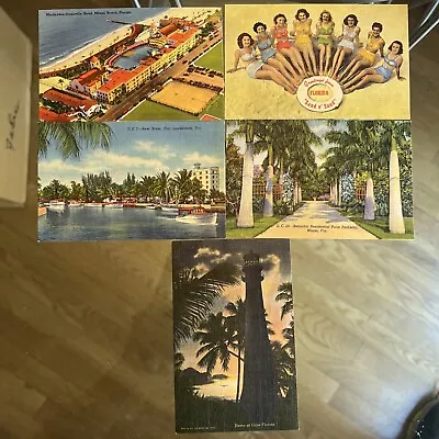 5 Vintage Florida Girls Swimsuits-Boats-Palm-Trees-Light House-Hotel NOT POSTED • $16.99