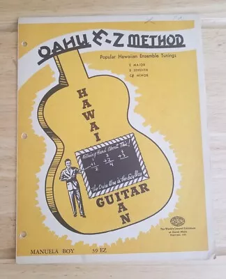 Vintage Sheet Music ~ OAHU E-Z METHOD Hawaiian Guitar MANUELA BOY 39EZ • $6.99