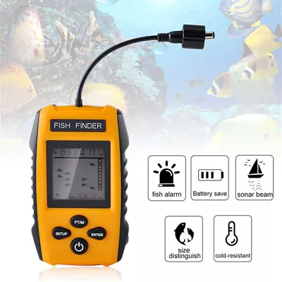 ABS Underwater Smart Fish Finder Sonar Sounder 0.7-100M 200KHz Alarm Transducer • $62.69