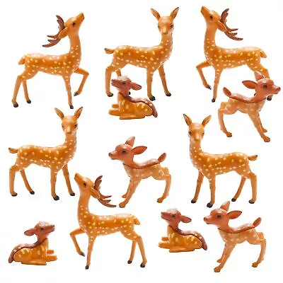 12 Pcs Deer Figurines Cake Toppers Forest Animal Figurines Woodland Animals C... • $18.64