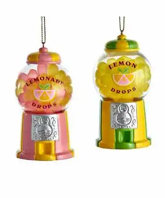 Lemon Drops Candy Machine Ornaments Set Of 2 Retro Christmas Decor • $8.50