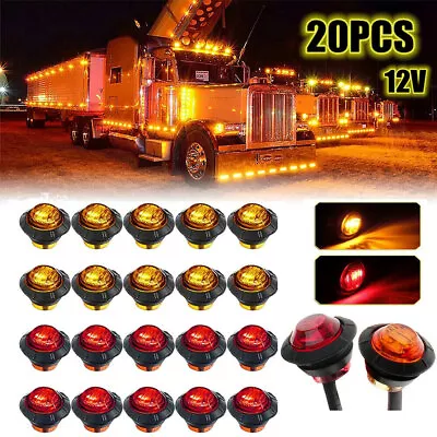 20pcs 3/4  LED Marker Lights Bullet Amber Red Truck Trailer RV Round Side Lamps • $11.69