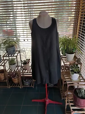 J.JILL Pre-Owned BLACk Sleeveless A-Line Linen Dress Large • $15