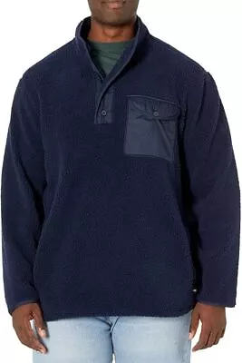 Nautica Men's Quarter Button Sherpa Fleece Pullover Navy Small • $26.99