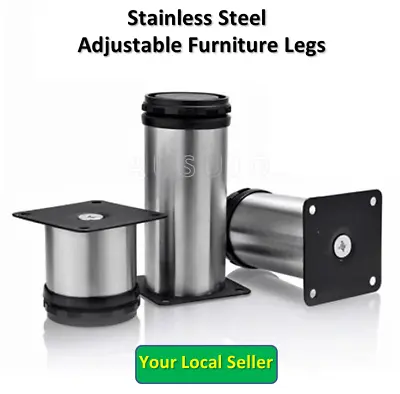 $6 • Buy Stainless Steel Round Adjustable Furniture Legs Cabinet Couch Sofa Bed Lounge