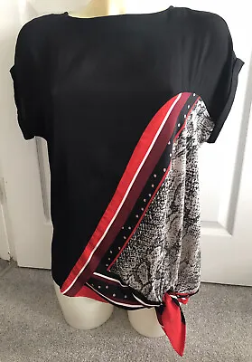 £14.99 • Buy Mint Velvet Womens Top/blouse Sz 10 Tunic/over Size Black & Red Tie/snakeskin