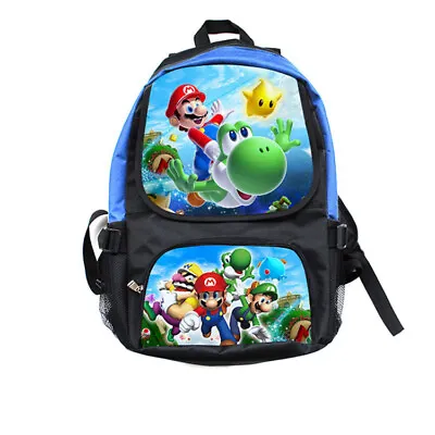 New Super Mario School Bag Boy Backpack Girl Waterproof Shoulders Bag Anime Bag • £16.14