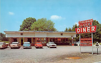 1961 PA Pocono Lake Diner Vintage Automobiles Phone Booth Postcard A18 • $8.99
