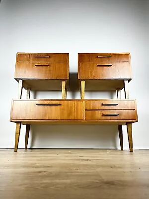 £820 • Buy Exceptional Mid Century Teak Bedroom Set Bedside Cabinets Low Board 1960s Danish