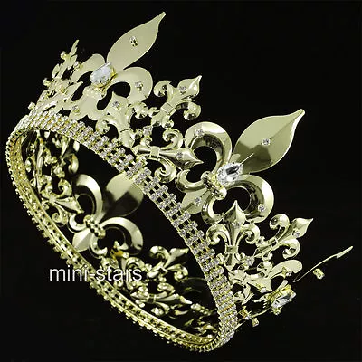 Men's Imperial Medieval Fleur De Lis 4.25  Full Circle Gold King Crown AT1716 • $59.99