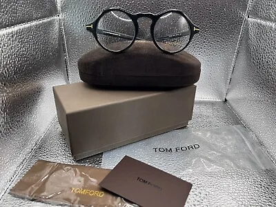 Tom Ford Black Round TF Eyeglasses TF5526 46/23/145 NEW NWB • $79.99