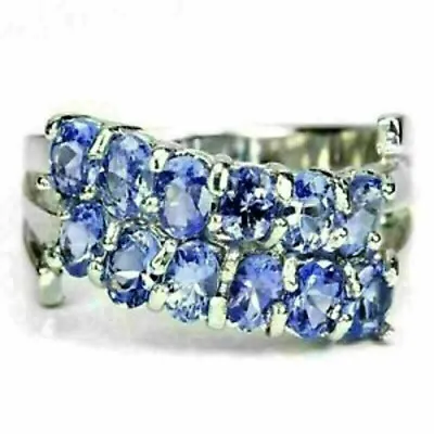 Ring Blue Tanzanite Genuine Natural Mined Gems Solid Sterling Silver R  US 8.75 • £79.99