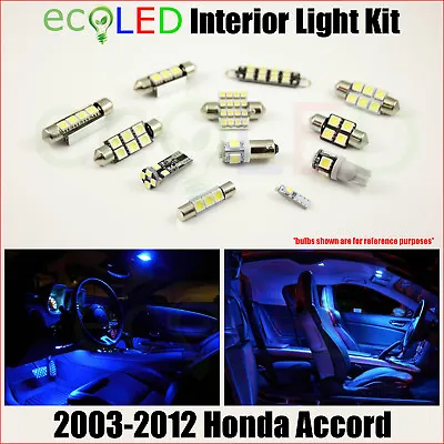 Fits 2003-2012 Honda Accord Sedan Coupe BLUE LED Interior Light Package Kit 8 PC • $10.99
