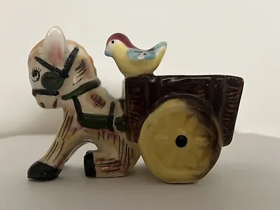 Vintage Kitsch Donkey And Cart Ceramic Ornament • $26.95