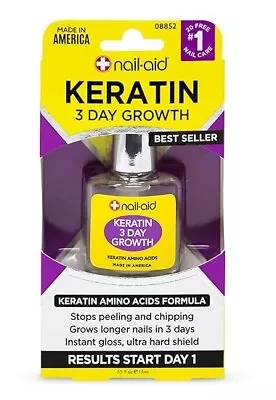 Nail-Aid Keratin 3 Day Growth Nail Treatment & Strengthener Clear 0.55 Fl Oz • $7.95