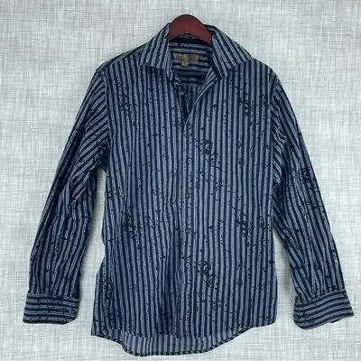 Blue Pronto Uomo Mens Size M Long Sleeve Button Down Shirt Raised Velvet 1687 • $18