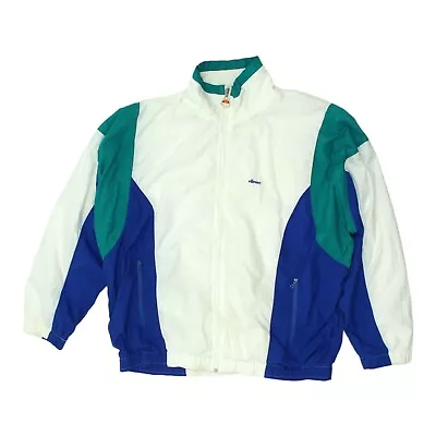 Ellesse Mens White Shell Suit Tracksuit Top Jacket | Vintage 90s Sportswear VTG • £30