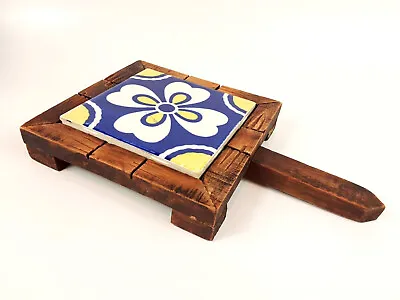 Dal Tile Trivet Mexico With Wood Frame And Handle Vintage MCM 1970's • $12