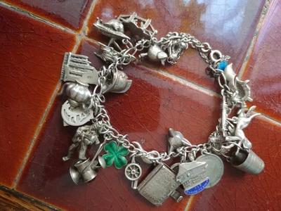 £75 • Buy Vintage Silver Charm Bracelet