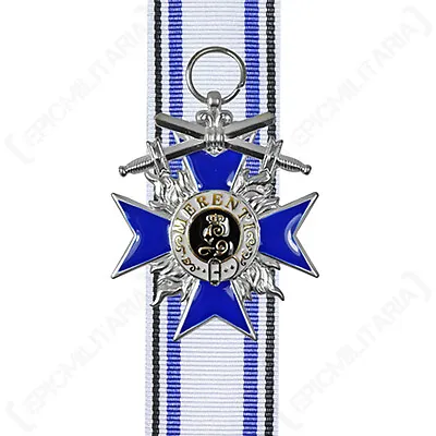 BAVARIAN MILITARY SERVICE ORDER - Silver - Repro WW1 Military Medal With Ribbon • £16.95