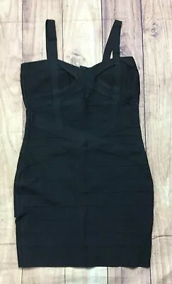 $49 • Buy Herve Leger Bodycon Bandage Cocktail Dress MINI Straps  Black C405 *XL