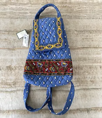 NWT Vera Bradley Mimi French Blue Backpack Drawstring Bag Quilted Pattern • $49.99