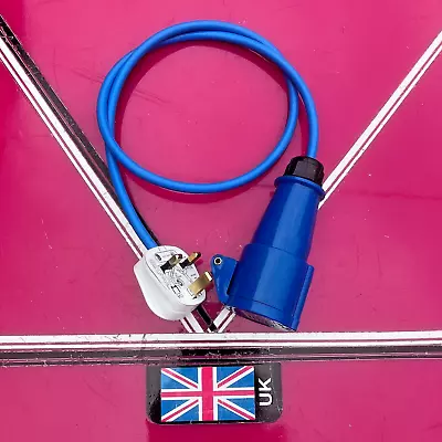 13 Amp Plug To 16 Amp Socket 1 Meter Fly Lead / Generator / Caravan / Camping • £11.99