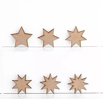 £1.75 • Buy Wooden MDF Star Shapes 3mm Thick Tags Embellishments Decoration Craft