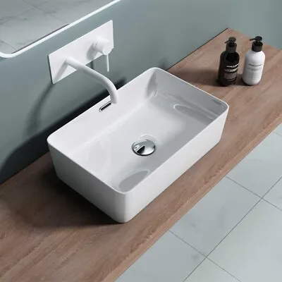 Durovin Bathroom Ceramic Wash Basin Rectangular Countertop Sink White 480x315mm • £49.49