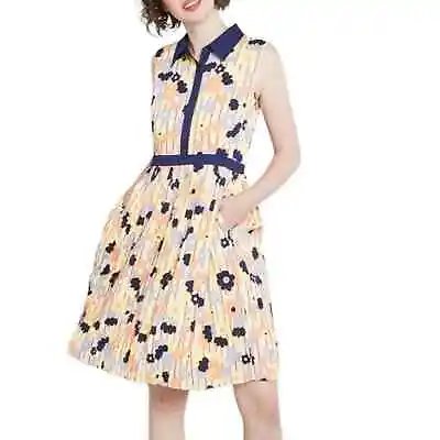 ModCloth Just My Typist Retro Floral Sleeveless Pleated Shirt Dress • $28