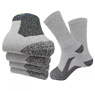 4pk Men's Long Crew Work Socks Cotton Industrial Gray Socks Full Cushion 9-11 • $14.50