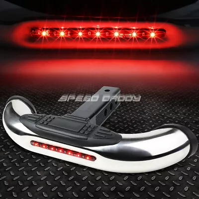 1.25/2  Receiver Rear Tow Trailer Hitch Step Bar Guard W/ Led Brake Light Chrome • $49.99