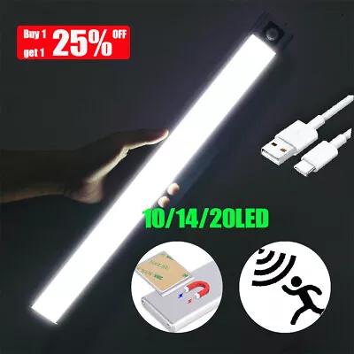 £0.99 • Buy Wireless LED PIR Motion Sensor Light Strip USB Under Cabinet Closet Kitchen Lamp