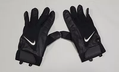 NIke Baseball/Soft Adult Batting Gloves Black White Size XLarge Soft Leather • $28