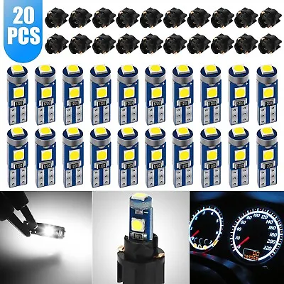 20x T5 74 17 37 3 LED Instrument Gauge Cluster Dash Light Bulbs W/ Sockets White • $10.48