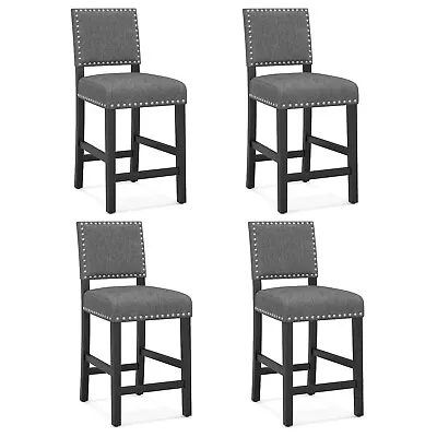 Set Of 4 Counter Height Chairs W/ Solid Rubber Wood Frame & Adjustable Foot Pads • $259.99