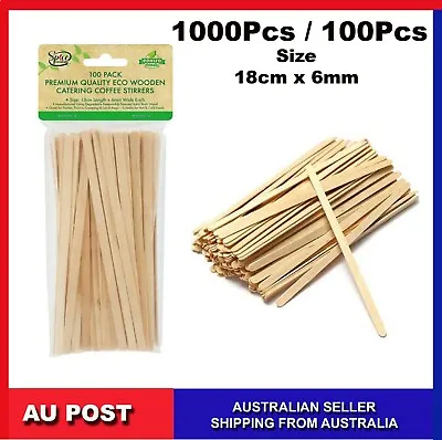 1000 / 100 Pcs Wooden Paddle Pop Popsicle Craft Stick Coffee Stirrers Ice Cream  • $4.85