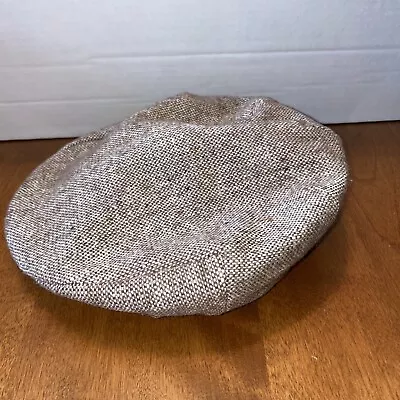 VTG LONDON FOG Wool Blend Large Newsboy Hat Brown Herringbone Gatsby Cap Cabbie • $19.99