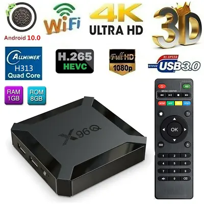 X96Q Android 10.0 Smart TV Box H313 1G+8G Quad Core WiFi 4K UHD Media 3D Mini PC • $28.46