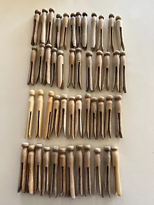 Vintage Wooden Clothes Pins Round Head Lot  Of 48 • $10