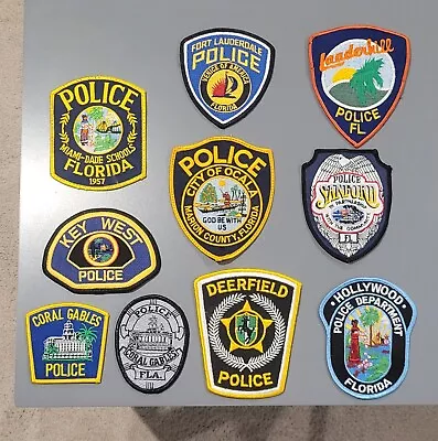 Lot Of 10 Florida Police Shoulder Patches *new* *vintage* See Description • $35