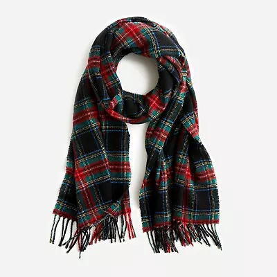 J.Crew Tartan Scarf | Made In Italy | Black Multi | $69.50 • $35.99