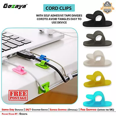 Self-Adhesive Desk Tidy Management Cable Organizer Wire Cord Clamps Holder Clips • £3.10